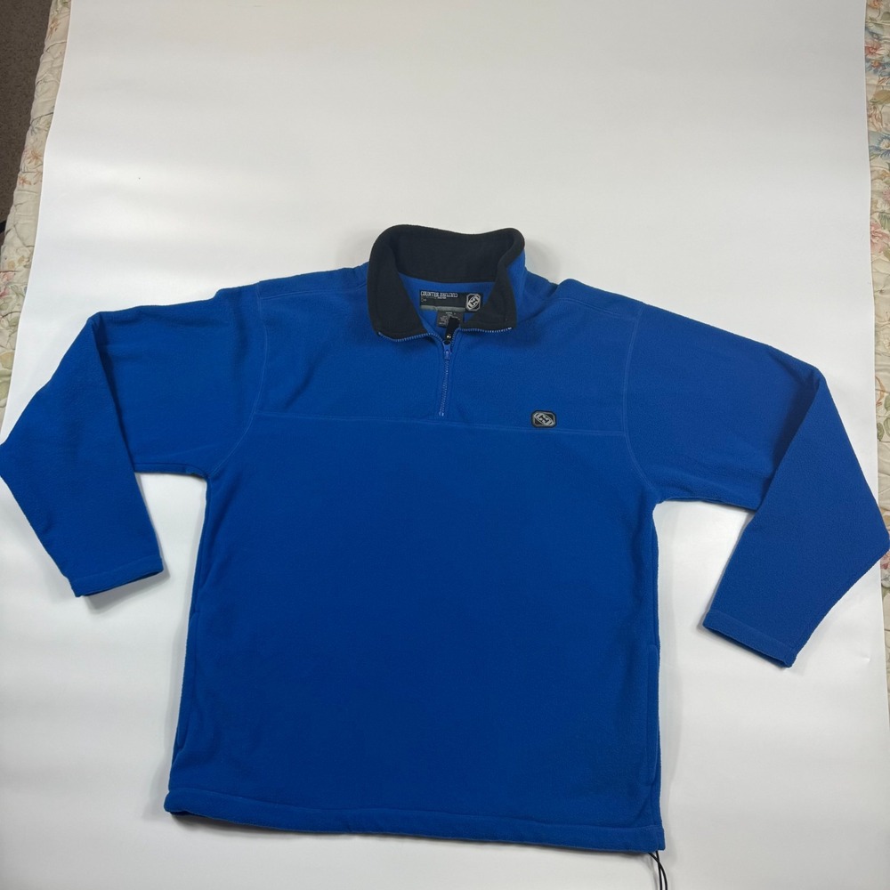 Counter Culture Fleece Jacket Mens Large Blue Soft Long Sleeve 1/4 Zip Pullover